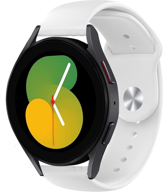 Strap-it Samsung Galaxy Watch 5 - Bracelet sport 40mm (blanc) - Bracelet silicone Galaxy Watch 5 40 mm - Incl. protection d'écran protecteur d'écran - Protecteur d'étui de protection d'étui - Étui rigide transparent à couverture complète