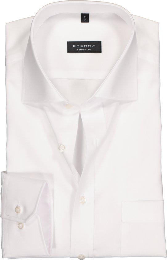 ETERNA comfort fit overhemd - poplin heren overhemd - wit - Strijkvrij - Boordmaat: 50