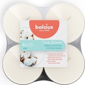 48 stuks Bolsius linnengoed - fresh cotton maxi geurtheelichtjes (8 uur) clear cups True Scents