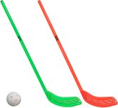 MDsport - Unihockeystick - Basis - Set - 2 sticks + 1 bal - Groen / Rood