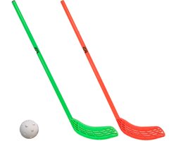 MDsport - Unihockeystick - Basis - Set - 2 sticks + 1 bal - Groen / Rood