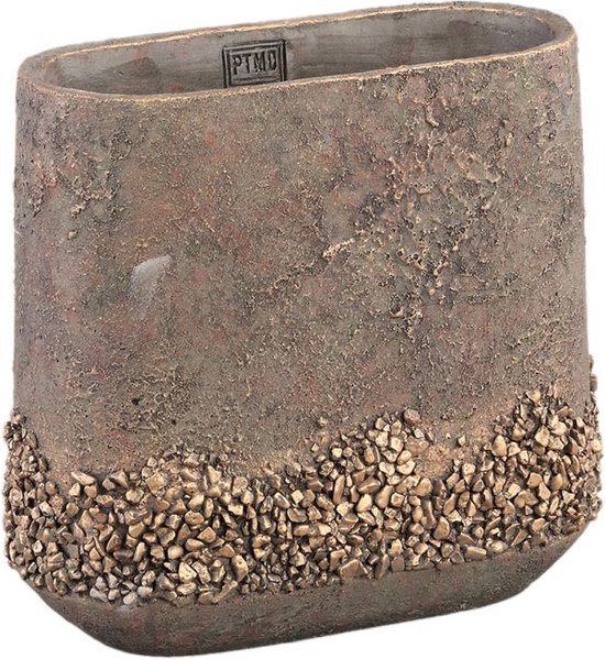 PTMD Kathryn Bloempot - 30x15x28 cm - Cement - Brons