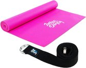 2-in-1 yogamat, bekleed en antislip, gymnastiekmat met yogastrap, fitnessmat inclusief e-book workout, sportmat, afmetingen 173 x 61 cm