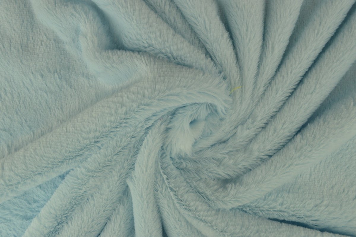 10 meter bont stof - Zacht - Baby blauw - Pluche stof op rol