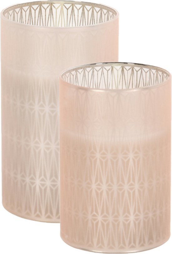 Luxe LED kaarsen in glas - set 2x st - 10 en 12,5 cm - warm wit