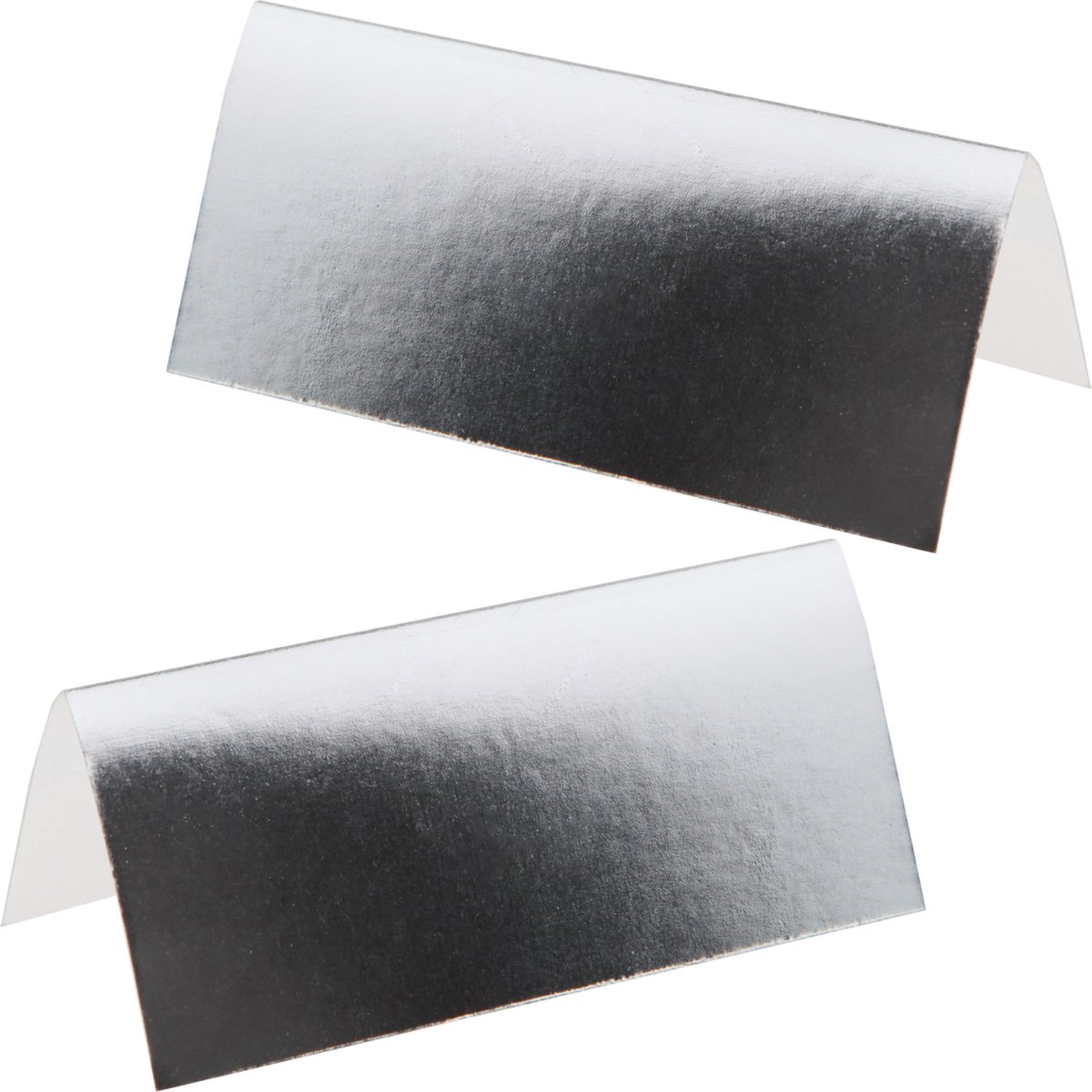 Santex naamkaartjes/plaatskaartjes metallic - Bruiloft - zilver - 20x stuks - 7 x 3 cm