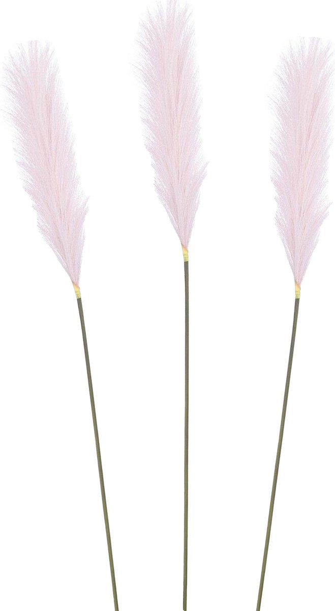 Mica Decorations Pluimgras losse steel/tak - 3x - lila paars - 104 cm - Decoratie kunst bloemen