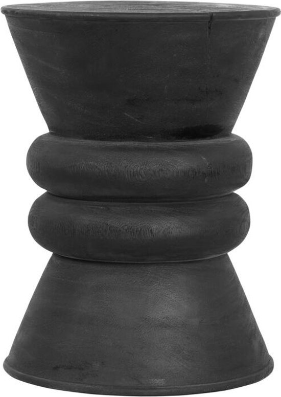 MUST Living Stool Ring Ring,45xØ35 cm, suar wood, black with natural cracks