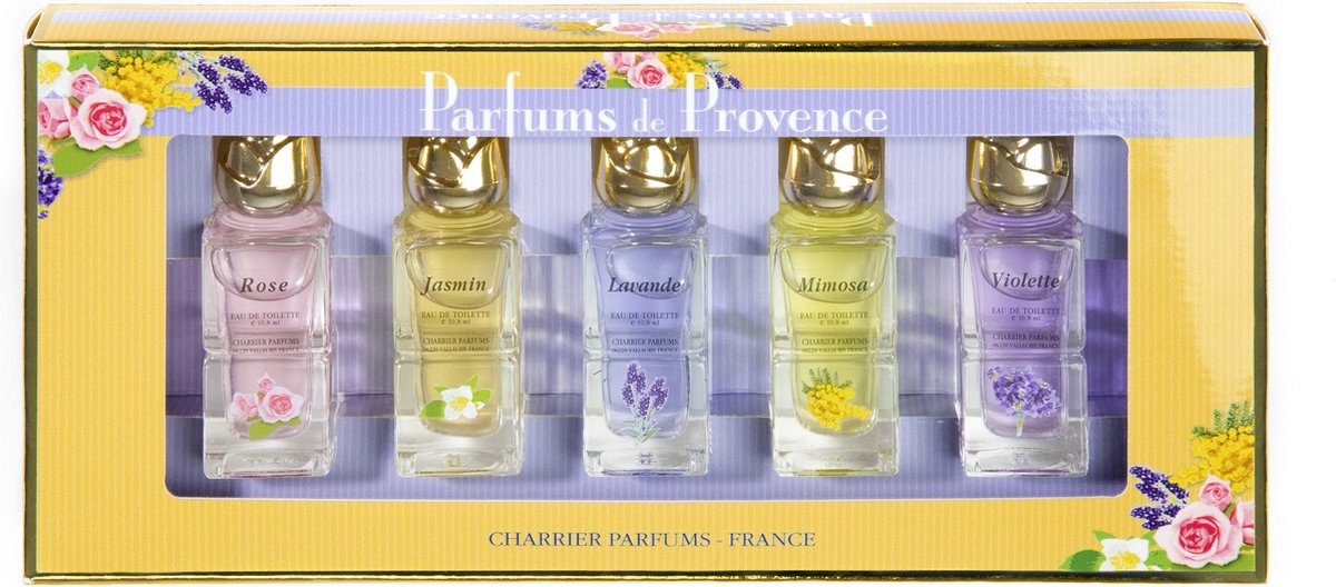 CADEAU TIP, Franse Parfums origineel uit de Provence, Cadeauset met 5 verschillende geuren.