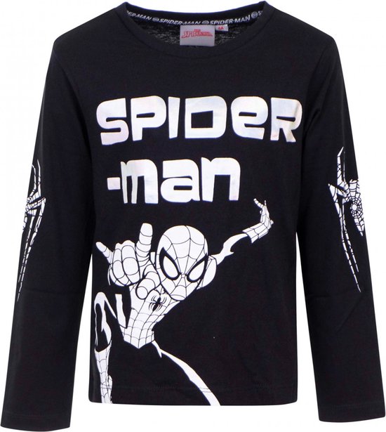 Spiderman longsleeve T-shirt zwart 104