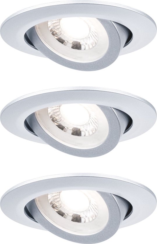Paulmann LED-inbouwspot - set van 3 -chroom mat -zwenkbaar - 3-traps dimbaar - 3000K
