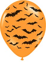 Partydeco - Ballonnen Halloween Vleermuizen Oranje 6 stuks - Halloween - Halloween Decoratie - Halloween Versiering - Halloween Ballonnen
