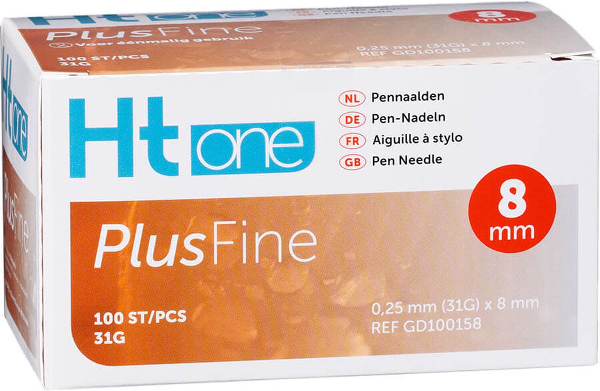 Goedkoopste HT One Plusfine pennaalden 8 mm 31G - 100 stuks HT One