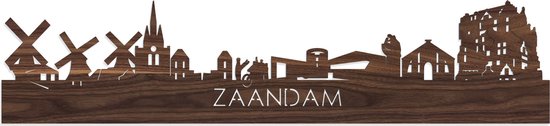 Skyline Zaandam Walnut - 100 cm - Décoration de la maison - Décoration murale - Plus de villes disponibles - Idée de salon - City Art - City art - Cadeau pour lui - Cadeau pour elle - Anniversaire - Mariage - WoodWideCities