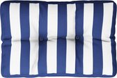 vidaXL - Palletkussen - gestreept - 50x40x12 - cm - stof - blauw - en - wit