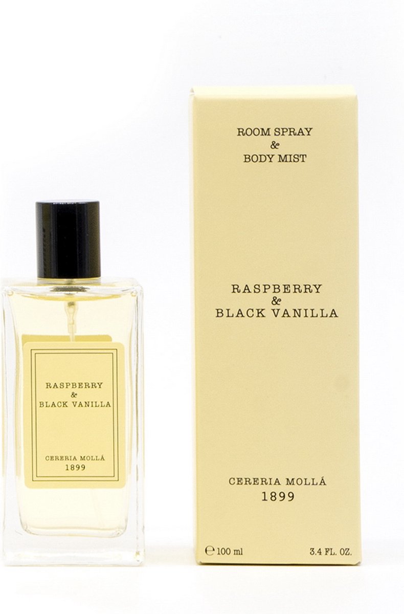 Cereria Mollà 1899 Roomspray Raspberry & black vanilla bodymist huisparfum 100 ml vanille