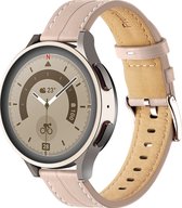 Mobigear Leren Watch bandje geschikt voor Smartwatch Bandje Gespsluiting | Mobigear Stitched - Universeel 22 mm connector - Roze