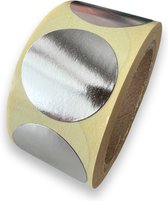 Zilveren Sluitsticker - 250 Stuks - rond 25mm - hoogglans - metallic - sluitzegel - sluitetiket - chique inpakken - cadeau - gift - trouwkaart - geboortekaart - kerst