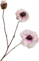 Silk-ka Kunstbloem-Zijden Bloem Klaproos Tak Mauve-Zacht Roze 72 cm Voordeelaanbod Per 2 Stuks