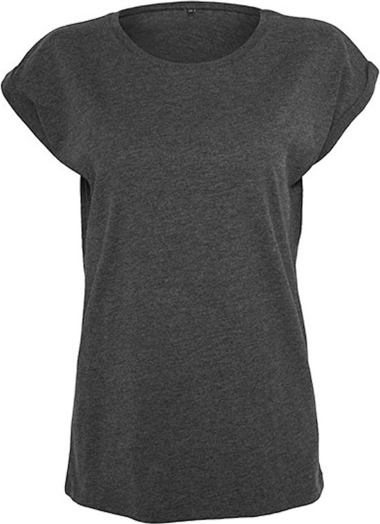 Build your Brand Ladies´ Extended Shoulder Tee BY021 - Charcoal (Heather) - 5XL