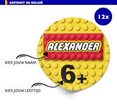 Autocollants anniversaire enfant | Lego | Personnalisé | Nom | Âge | Par 12 | Traiter | Distribution | Sceller | Je vous remercie | Merci | Enveloppe | Cadeau | Cadeau | Sachet cadeau | Traiter | Emballer| Fête | Autocollant | Élégant | 6 cm | 60 mm