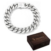 Sorprese Luxury - Armband heren - Gevlochten Zilver en Roestvrij Staal - Zilver - 20 cm - Schakelarmband - cadeau - Model A