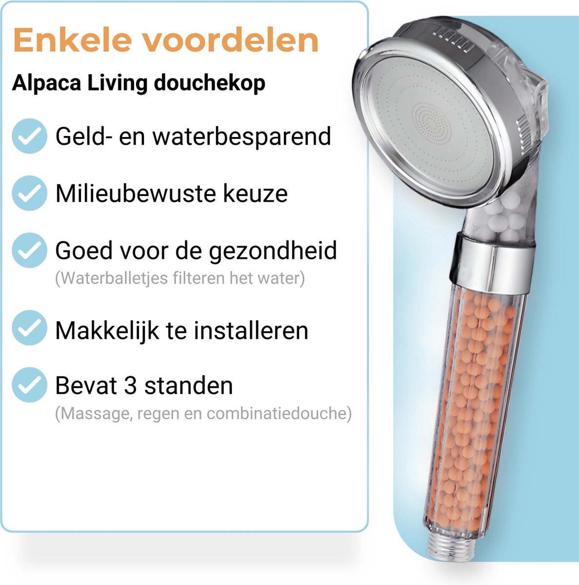 Waterbesparende Douchekop Ionische Douchekop Douchekop met Slang