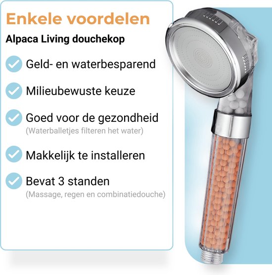Waterbesparende Ionische Douchekop met Slang & Houder - Regendouchekop met Douchefilter - Handdouche - Doucheset