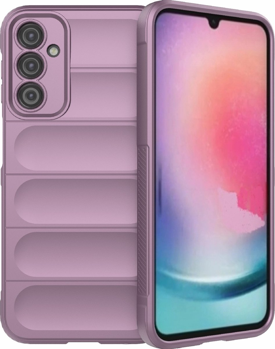Mobigear Hoesje geschikt voor Samsung Galaxy A24 Telefoonhoesje Flexibel TPU | Mobigear Bumpy Backcover | Galaxy A24 Case | Back Cover - Paars