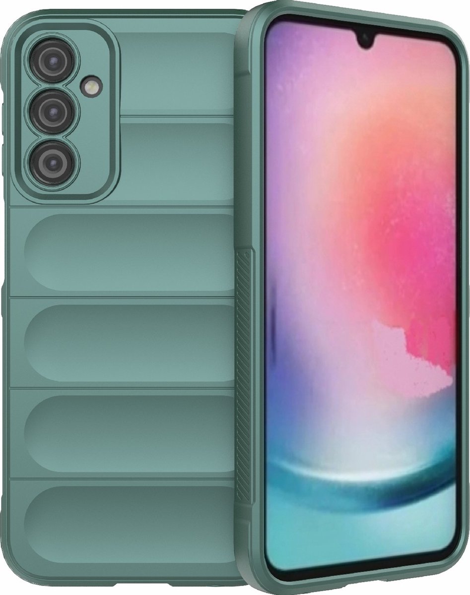 Mobigear Hoesje geschikt voor Samsung Galaxy A24 Telefoonhoesje Flexibel TPU | Mobigear Bumpy Backcover | Galaxy A24 Case | Back Cover - Groen