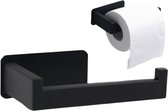 Porte-rouleau de papier toilette Zwart mat - industriel - sans Embouts - porte-rouleau de papier toilette à suspendre - acier inoxydable - auto-adhésif - porte-rouleau de papier toilette
