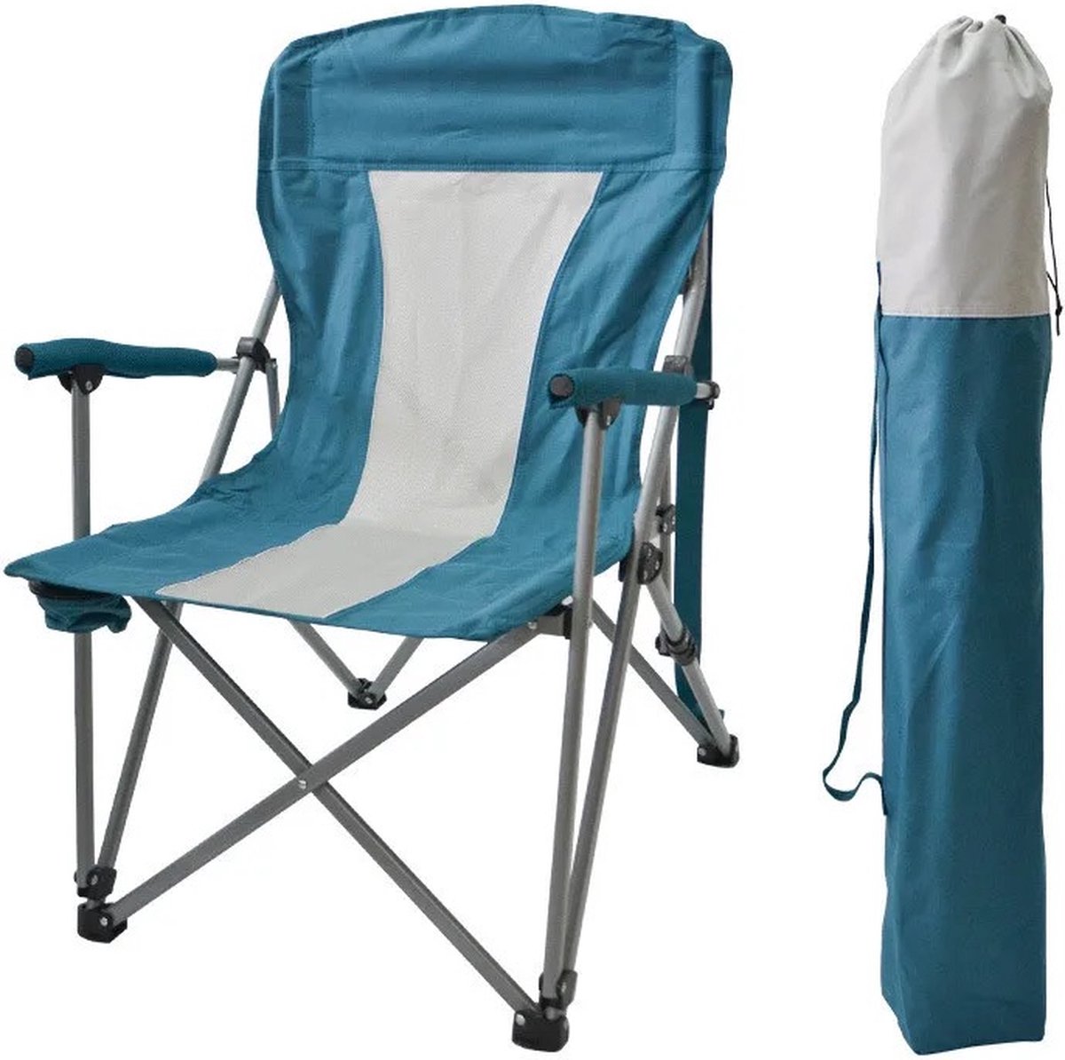 Campingstoel - Opvouwbare stoel - Strandstoel - Vissersstoel - Visstoel - Rugleuning - Groen
