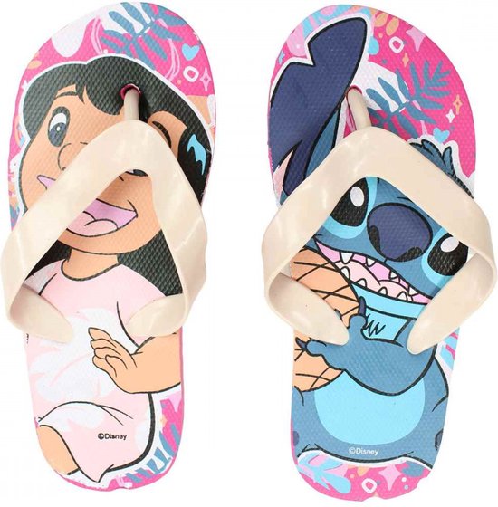 Chaussons Lilo & Slippers Rose & Crème - Taille 26/27 - Slippers Stitch Disney Enfants