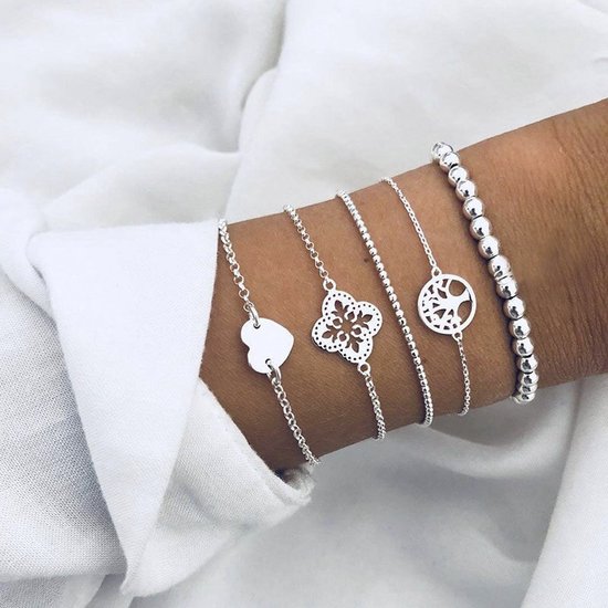 Bracelet Sorprese - Arbre - argent - bracelet femme - 5 pièces - cadeau - Modèle C