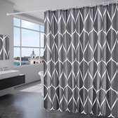 Rideau de douche, imperméable, 180 x 200 cm, rideau de bain en polyester, lavable, avec 12 anneaux, pour douche et bain, noir