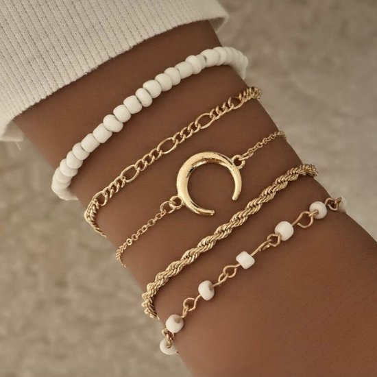 Sorprese armband - Summer - armband dames - goud - 5 delig - cadeau - Model B
