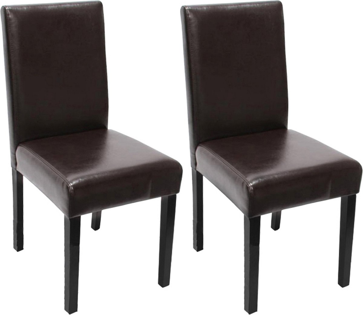 Cosmo Casa Set van 2 Eetkamerstoelen - Keukenstoelen - Leder - Bruin - Donkere Poten