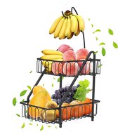 2 verdiepingen fruitmand fruitmand met bananenhouder (zwart)