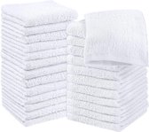 24 Katoen Washandjes Set -100% Ringgesponnen Katoen, Premium Kwaliteit Flannel Gezichtsdoeken, Hoogst Absorberende en Zachte Voelbare Vingertop Handdoeken (Wit)