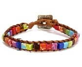 Bracelet Sorprese - Chakra Small - bracelet homme - cuir - multi - fermoir couleur argent - 19,5 cm - cadeau - Modèle J