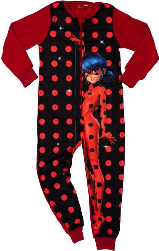 Miraculous Ladybug Onesie - Pyjama / Jumpsuit / Huispak - Rood/Zwart - Maat 110/116