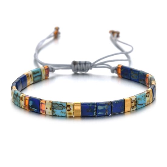 Sorprese armband - Bohemian - armband dames - vierkante kralen - verstelbaar - cadeau - Model J