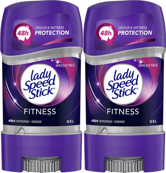 Lady Speed Stick Fitness Déodorant Gel Stick - Fraîcheur sportive qui dure toute la journée - 2 x 65g