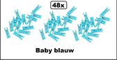 48x Mini pinces à linge en bois bleu bébé - Pinces à cartes Naissance Babyshower pinces à photos