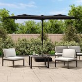 vidaXL - Parasol - dubbel - dak - met - LED's - 316x145 - cm - zwart