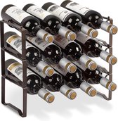 metaal stapelbaar flessenrek voor 12 flessen voor kelder, bar en opslagruimte, stabiel modulair uitbreidbare flessen en wijnopslag (3 verdiepingen)