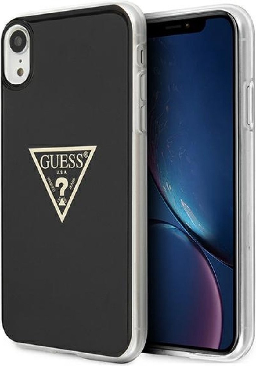 Guess Metallic Triangle Logo Back Cover - Geschikt voor Apple iPhone XR (6.1") - Zwart