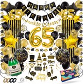 Fissaly 65 Jaar Verjaardag Decoratie Versiering - Ballonnen – Helium, Latex & Papieren Confetti Ballonnen- Zwart en Goud