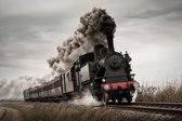 Fotobehang Vintage Locomotief In Beweging - Vliesbehang - 368 x 254 cm