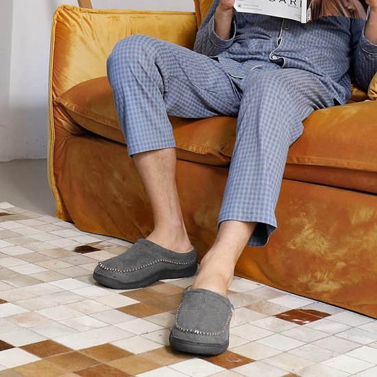 Pantoufles femmes Homme - Pantoufles - Mocassins - Grijs - Antidérapants - Taille 46/47 - Comfeet
